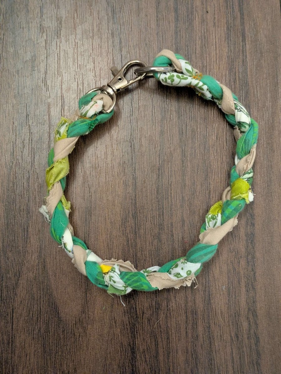 ID tag upcycled dog house collar - Small dogs, fresh greens