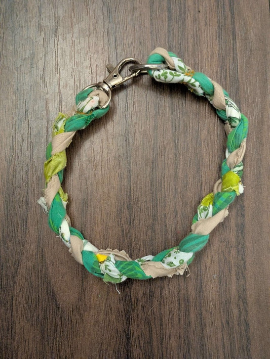 ID tag upcycled dog house collar - Small dogs, fresh greens