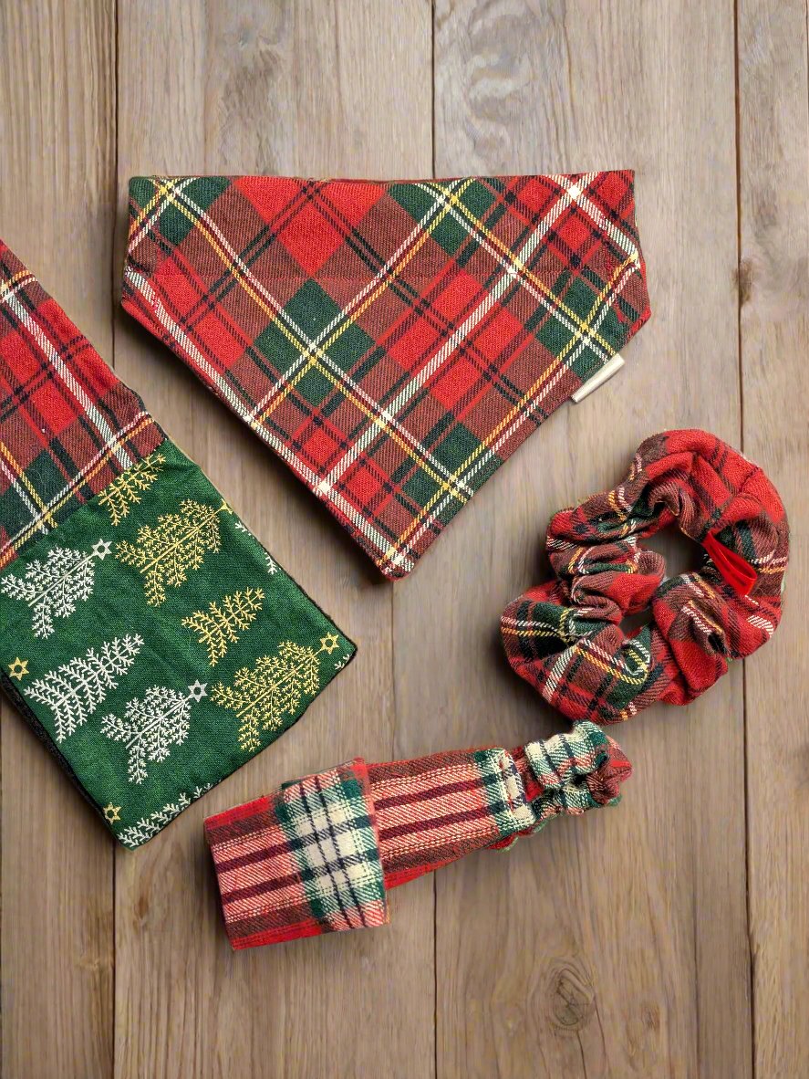 Red Plaid Dog Bandana