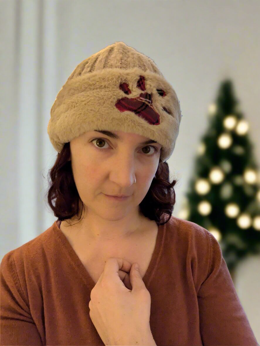 Adult Beanie Hat with Paw Applique - Fetch & Fettle