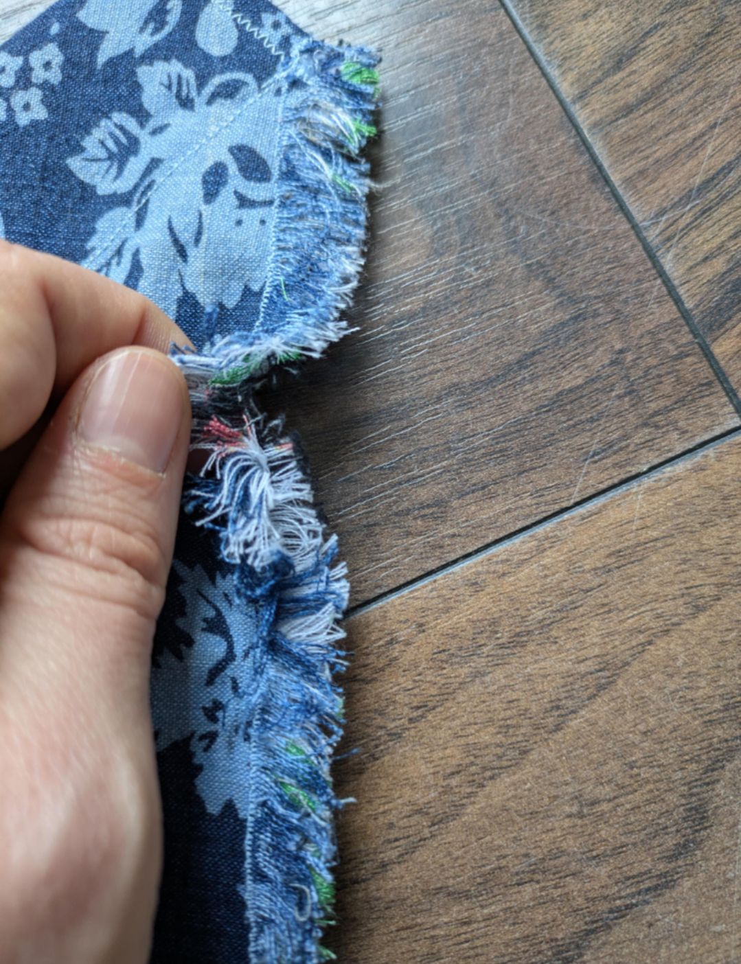Fringed Denim Rose Dog Bandana