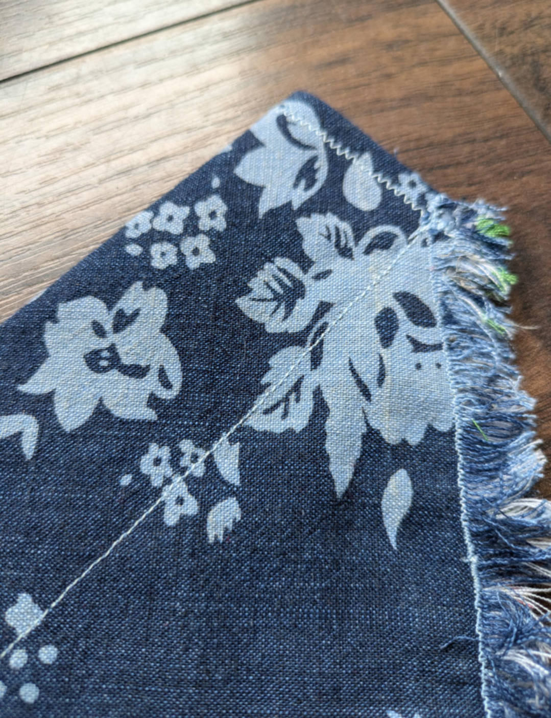 Fringed Denim Rose Dog Bandana