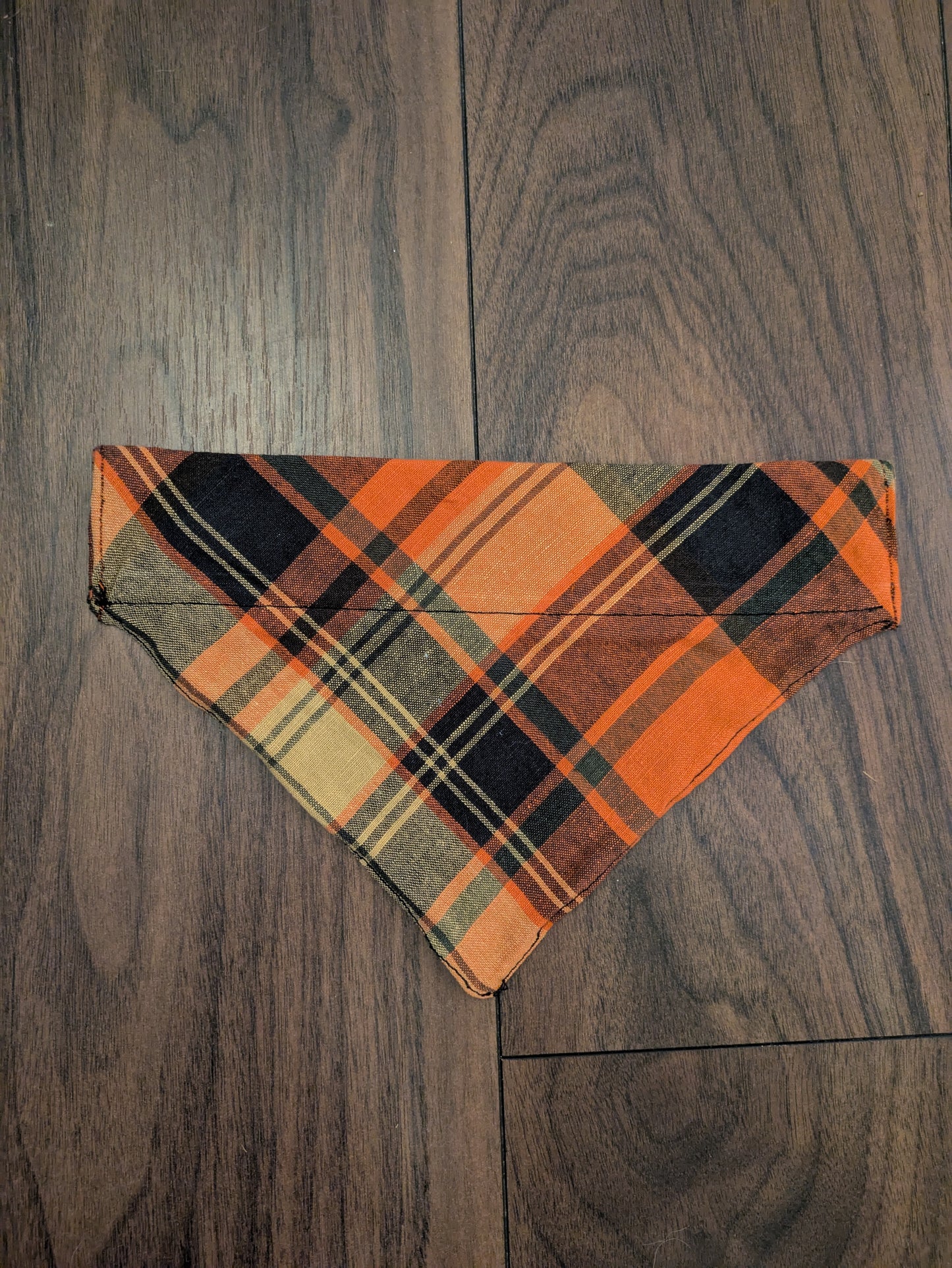Orange Check Dog Bandana - M