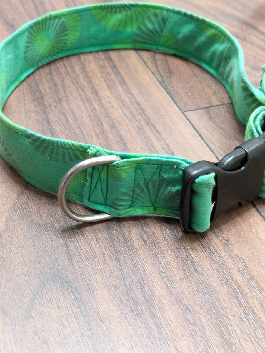 Green handmade dog collar (large) - Fetch & Fettle