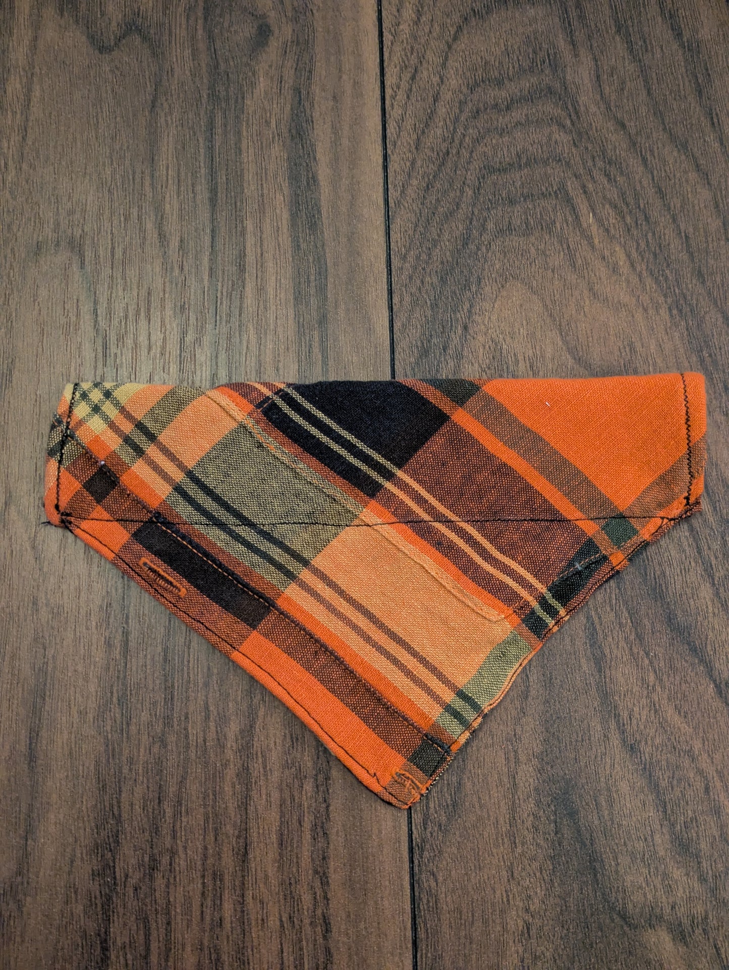 Orange Check Dog Bandana - S