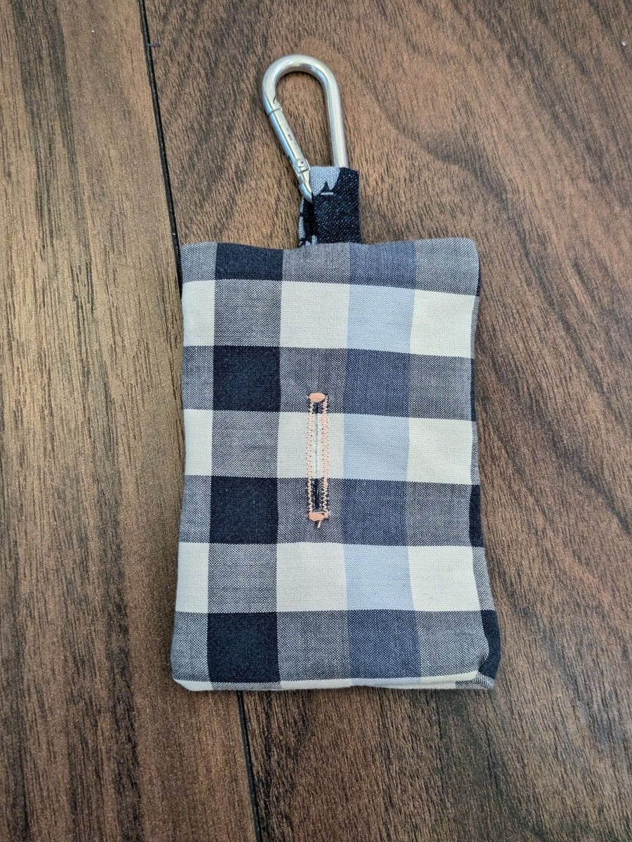 Blue check poo bag holder - Fetch & Fettle