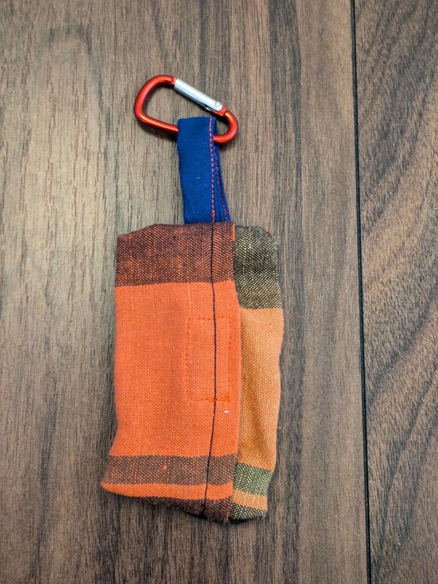 Orange check poo bag holder - Fetch & Fettle