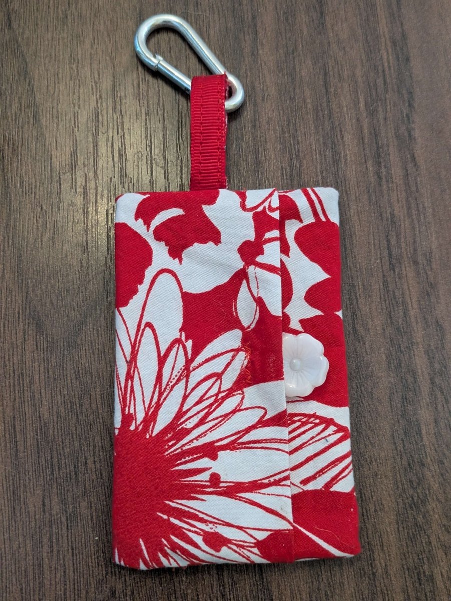 Red floral poo bag holder - Fetch & Fettle