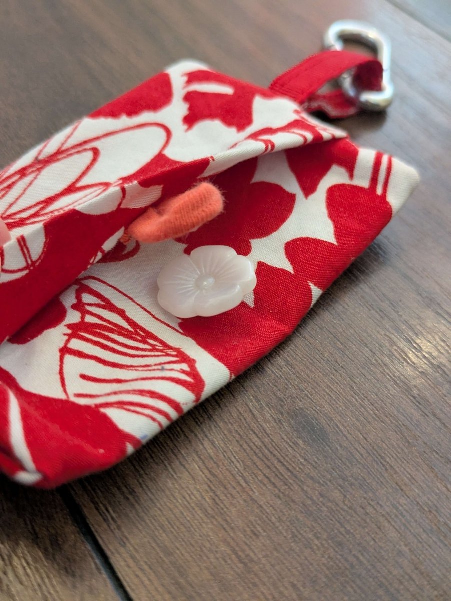 Red floral poo bag holder - Fetch & Fettle