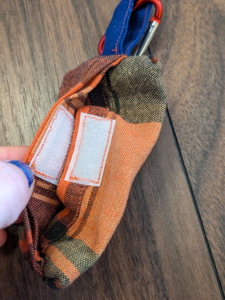 Orange check poo bag holder - Fetch & Fettle