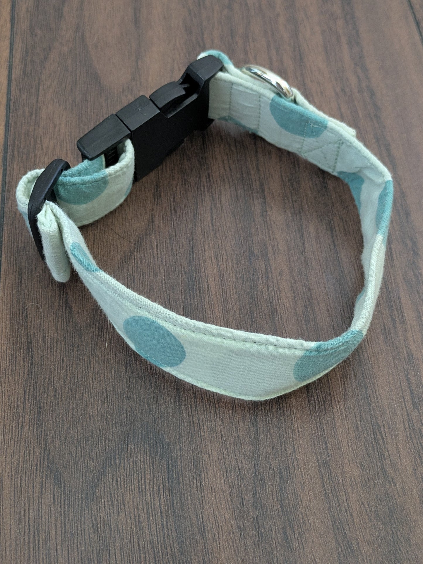Dotty green - upcycled dog collar (small)
