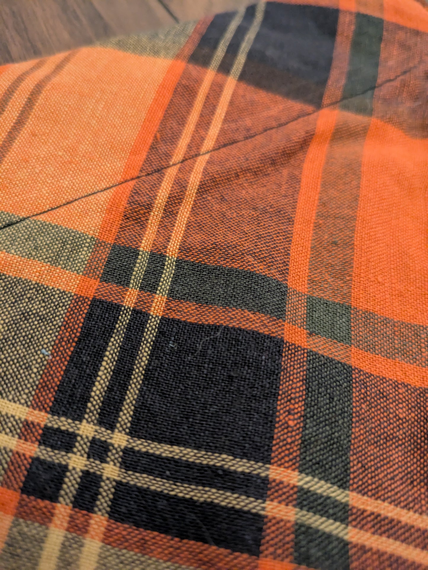 Orange Check Dog Bandana - M