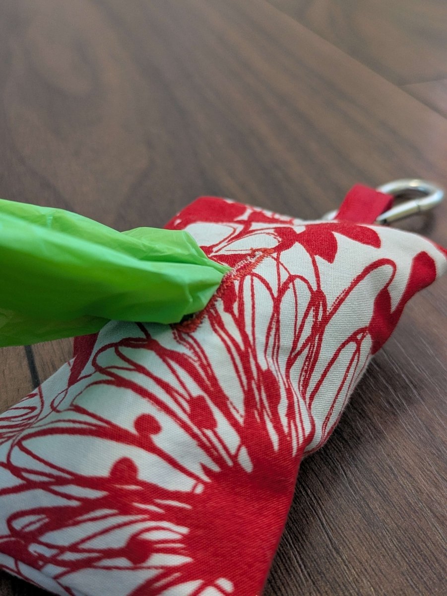 Red floral poo bag holder - Fetch & Fettle