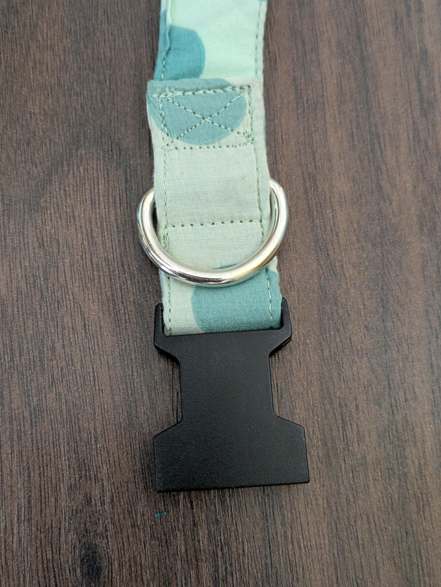 Dotty green - upcycled dog collar (small)
