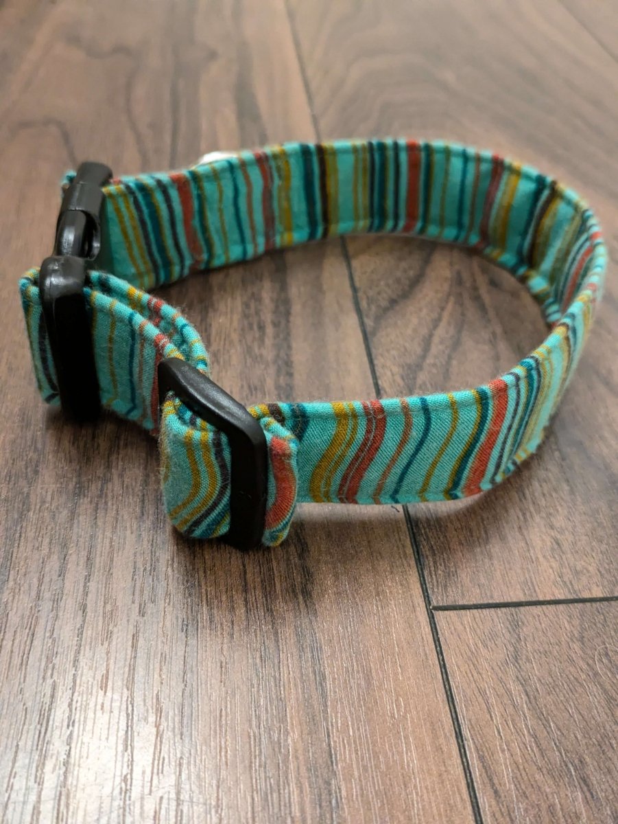 Turquoise spice - upcycled dog collar (medium) - Fetch & Fettle