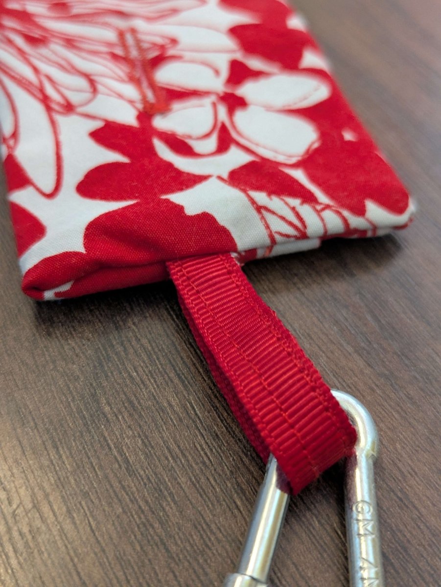 Red floral poo bag holder - Fetch & Fettle
