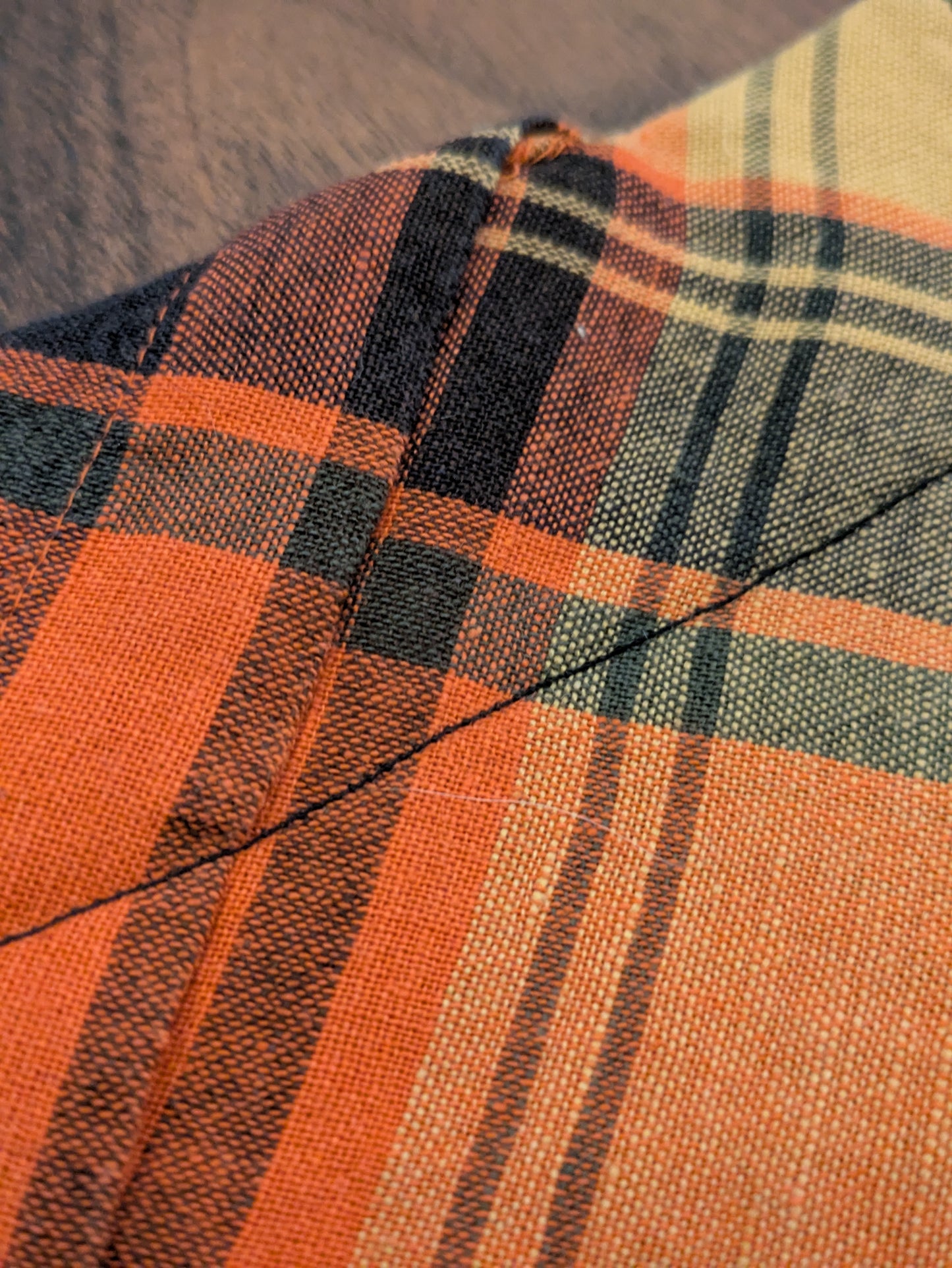 Orange Check Dog Bandana - S
