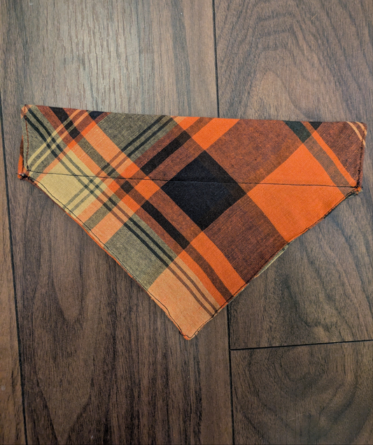Orange Check Dog Bandana - M