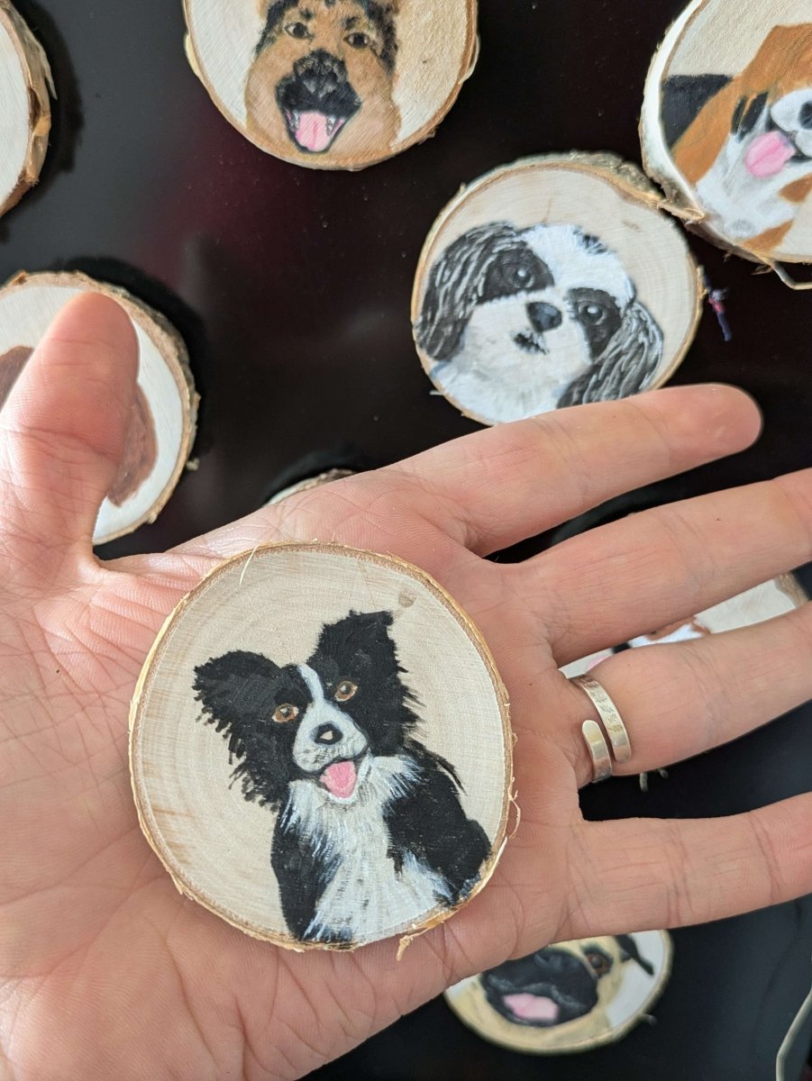 Custom Dog Portrait Log Slice Magnet - Fetch & Fettle