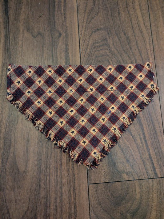 Fringed Cowboy Check Dog Bandana