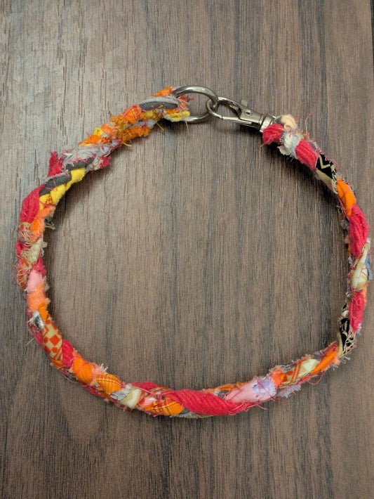 Medium dog house collar, handmade from upcycled fabric scraps, perfect for summer