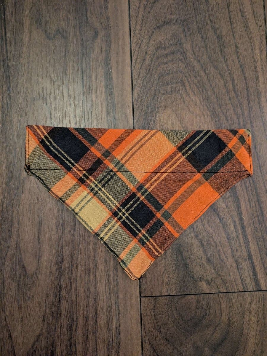 Orange Check Dog Bandana - M - Fetch & Fettle