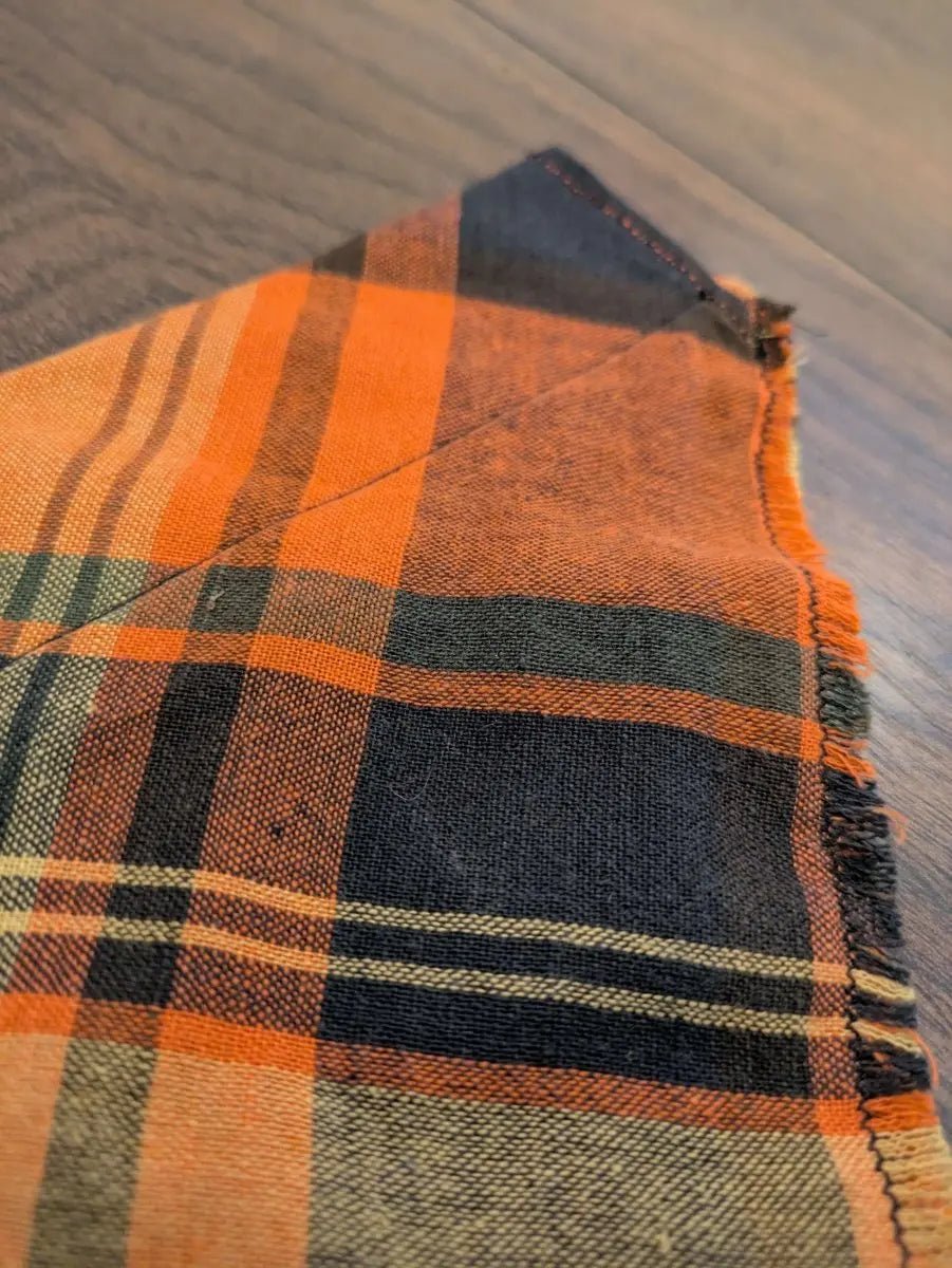 Fringed Orange Check Dog Bandana - M - Fetch & Fettle
