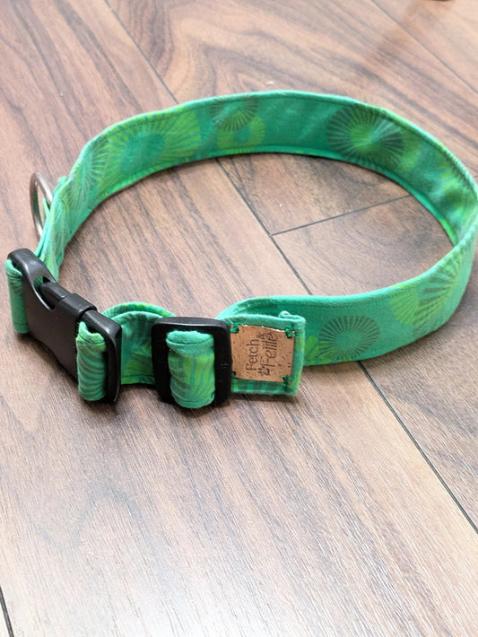Green handmade dog collar (large) - Fetch & Fettle