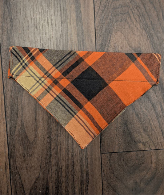 Orange Check Dog Bandana - M - Fetch & Fettle