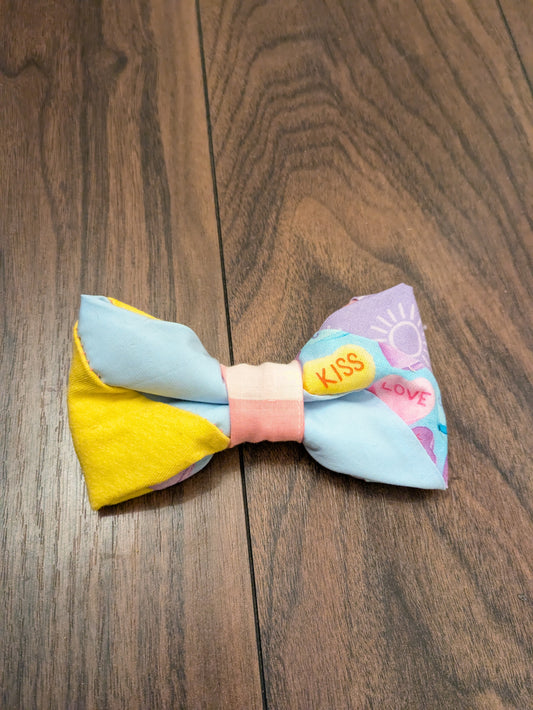 Love heart pastel dog bow tie - M