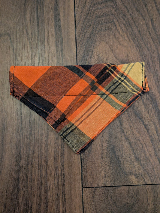 Orange Check Dog Bandana - S