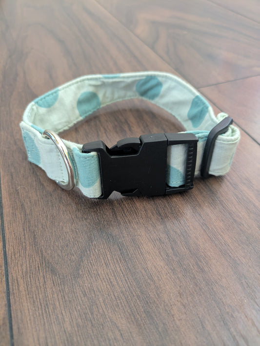 Dotty green - upcycled dog collar (small)